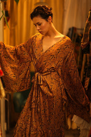 HAND BLOCK PRINT SILK WING KIMONO PINA - sustainably made MOMO NEW YORK sustainable clothing, bestseller slow fashion