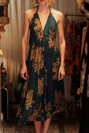 HANNAH SILK DRESS GOLDEN BOUQUET - sustainably made MOMO NEW YORK sustainable clothing, Boho Chic Dress slow fashion