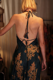 HANNAH SILK DRESS GOLDEN BOUQUET - sustainably made MOMO NEW YORK sustainable clothing, Boho Chic Dress slow fashion