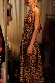 HANNAH SILK DRESS LEO - sustainably made MOMO NEW YORK sustainable clothing, Boho Chic Dress slow fashion