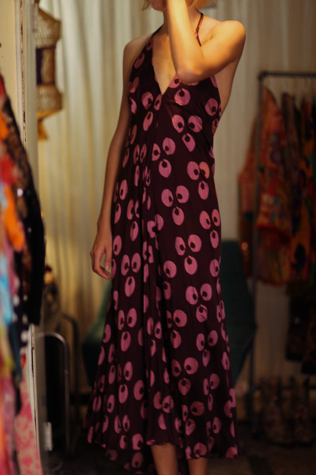 HANNAH SILK DRESS PURPLE MONKEY - sustainably made MOMO NEW YORK sustainable clothing, Boho Chic Dress slow fashion