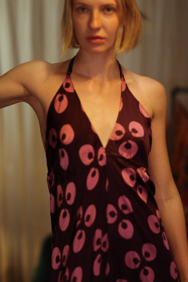 HANNAH SILK DRESS PURPLE MONKEY - sustainably made MOMO NEW YORK sustainable clothing, Boho Chic Dress slow fashion