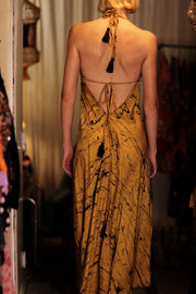 HANNAH SILK DRESS YELLOW POLLOCK - sustainably made MOMO NEW YORK sustainable clothing, Boho Chic Dress slow fashion