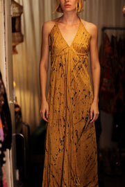 HANNAH SILK DRESS YELLOW POLLOCK - sustainably made MOMO NEW YORK sustainable clothing, Boho Chic Dress slow fashion