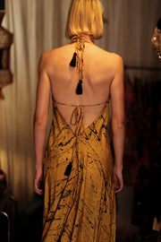 HANNAH SILK DRESS YELLOW POLLOCK - sustainably made MOMO NEW YORK sustainable clothing, Boho Chic Dress slow fashion