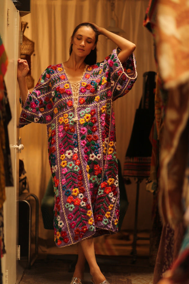 HEAVY EMBROIDERED KAFTAN ANTHARA - sustainably made MOMO NEW YORK sustainable clothing, dresskaftan slow fashion