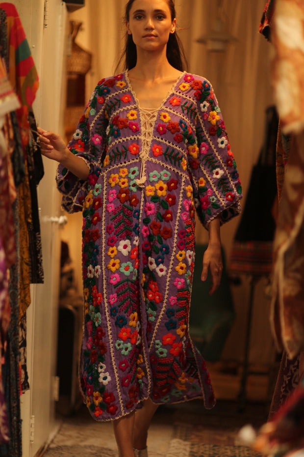 HEAVY EMBROIDERED KAFTAN ANTHARA - sustainably made MOMO NEW YORK sustainable clothing, dresskaftan slow fashion