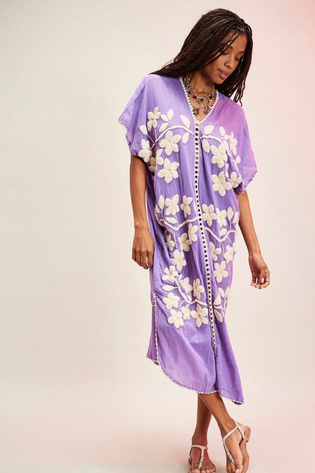 IBIZA EMBROIDERED KAFTAN - sustainably made MOMO NEW YORK sustainable clothing, bestseller slow fashion