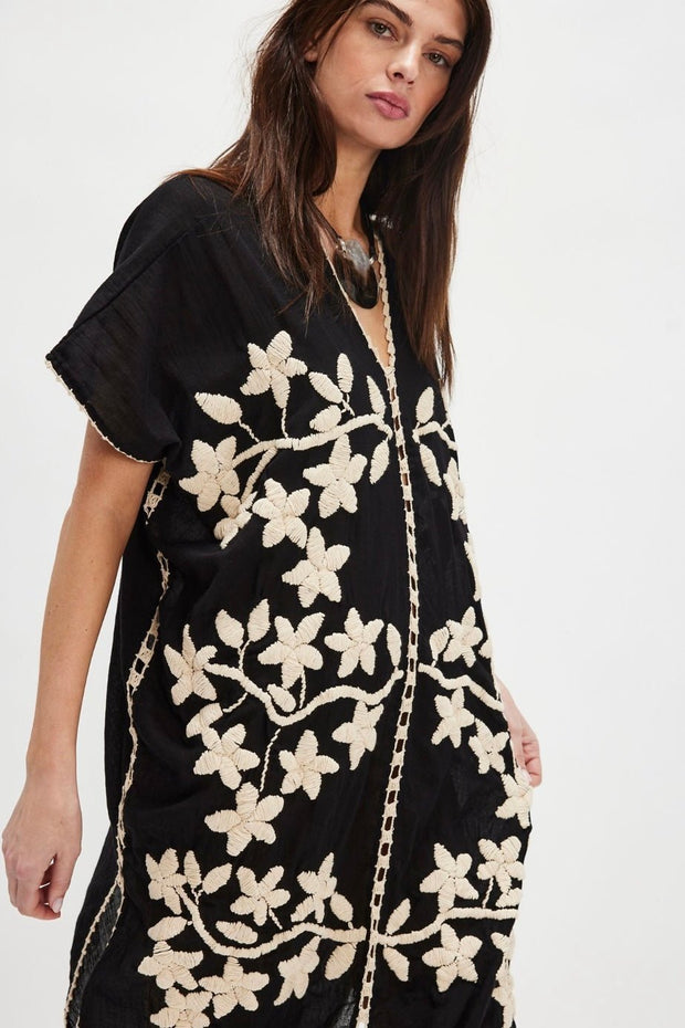 IBIZA EMBROIDERED KAFTAN - sustainably made MOMO NEW YORK sustainable clothing, bestseller slow fashion
