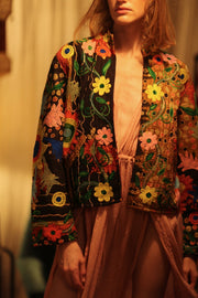 JACKET INGRID LIGHT AND DARK BROWN EMBROIDERED - sustainably made MOMO NEW YORK sustainable clothing, coatandjacket slow fashion