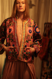 JACKET INGRID MARY PINK EMBROIDERED - sustainably made MOMO NEW YORK sustainable clothing, coatandjacket slow fashion
