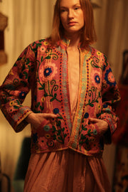 JACKET INGRID MARY PINK EMBROIDERED - sustainably made MOMO NEW YORK sustainable clothing, coatandjacket slow fashion