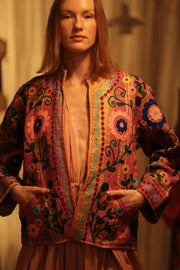 JACKET INGRID MARY PINK EMBROIDERED - sustainably made MOMO NEW YORK sustainable clothing, coatandjacket slow fashion