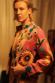 JACKET INGRID SUNFLOWER EMBROIDERED - sustainably made MOMO NEW YORK sustainable clothing, coatandjacket slow fashion