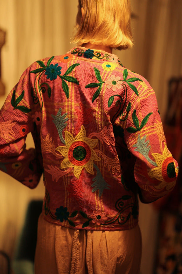 JACKET INGRID SUNFLOWER EMBROIDERED - sustainably made MOMO NEW YORK sustainable clothing, coatandjacket slow fashion