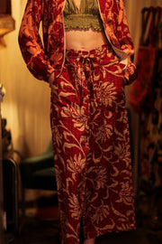 JUDITH KANTHA TROUSERS BURGUNDY BOUQUET - sustainably made MOMO NEW YORK sustainable clothing, embroidered slow fashion