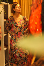 KAFTAN DRESS YAYA BLACK JUNGLE - sustainably made MOMO NEW YORK sustainable clothing, dresskaftan slow fashion