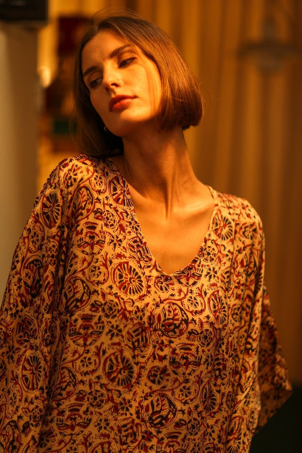 KAFTAN DRESS YAYA INDIAN SUMMER - sustainably made MOMO NEW YORK sustainable clothing, dress slow fashion