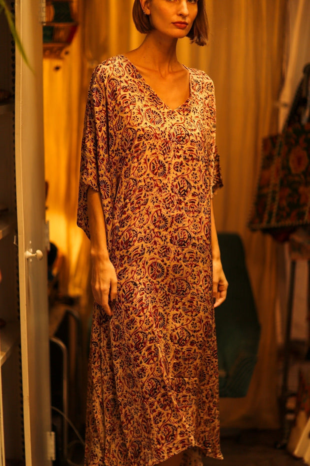 KAFTAN DRESS YAYA INDIAN SUMMER - sustainably made MOMO NEW YORK sustainable clothing, dress slow fashion