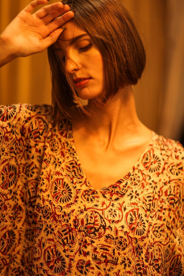 KAFTAN DRESS YAYA INDIAN SUMMER - sustainably made MOMO NEW YORK sustainable clothing, dress slow fashion