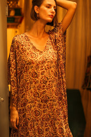 KAFTAN DRESS YAYA INDIAN SUMMER - sustainably made MOMO NEW YORK sustainable clothing, dress slow fashion