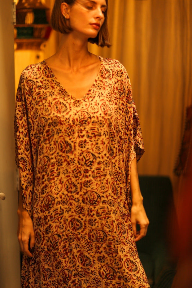KAFTAN DRESS YAYA INDIAN SUMMER - sustainably made MOMO NEW YORK sustainable clothing, dress slow fashion
