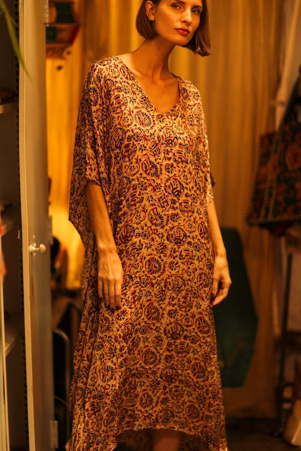 KAFTAN DRESS YAYA INDIAN SUMMER - sustainably made MOMO NEW YORK sustainable clothing, dress slow fashion
