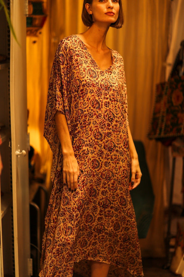 KAFTAN DRESS YAYA INDIAN SUMMER - sustainably made MOMO NEW YORK sustainable clothing, dress slow fashion
