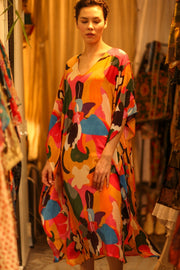 KAFTAN DRESS YAYA MULTI WERUSHKA - sustainably made MOMO NEW YORK sustainable clothing, dresskaftan slow fashion