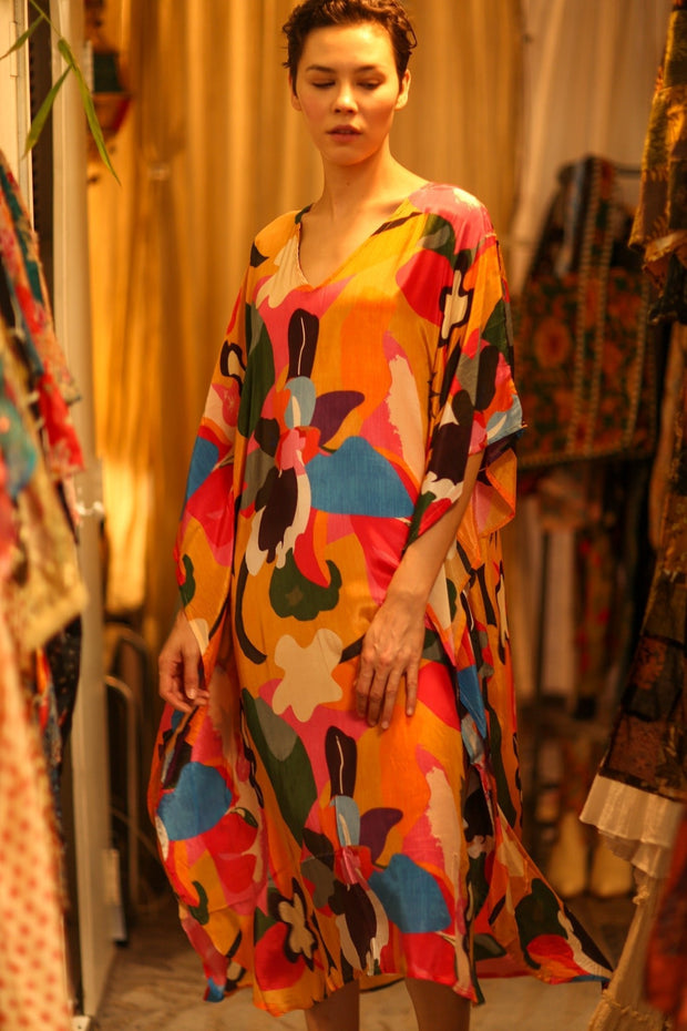 KAFTAN DRESS YAYA MULTI WERUSHKA - sustainably made MOMO NEW YORK sustainable clothing, dresskaftan slow fashion