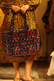KALI VELVET BAG BOHO FLOWER M - sustainably made MOMO NEW YORK sustainable clothing, bag slow fashion