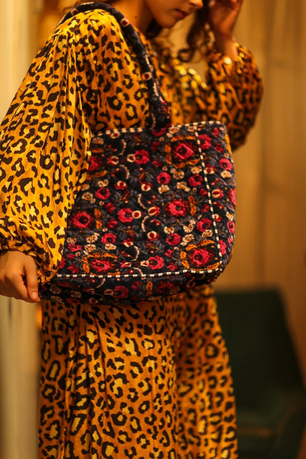 KALI VELVET BAG BOHO FLOWER M - sustainably made MOMO NEW YORK sustainable clothing, bag slow fashion