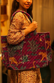 KALI VELVET BAG FUCHSIA SAFARI L - sustainably made MOMO NEW YORK sustainable clothing, bag slow fashion