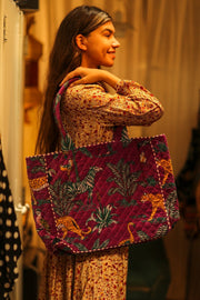KALI VELVET BAG FUCHSIA SAFARI L - sustainably made MOMO NEW YORK sustainable clothing, bag slow fashion