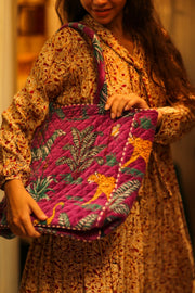 KALI VELVET BAG FUCHSIA SAFARI L - sustainably made MOMO NEW YORK sustainable clothing, bag slow fashion
