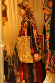 KALI VELVET BAG GOLDEN FLOWER L - sustainably made MOMO NEW YORK sustainable clothing, bag slow fashion