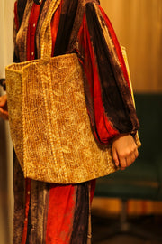 KALI VELVET BAG GOLDEN FLOWER L - sustainably made MOMO NEW YORK sustainable clothing, bag slow fashion