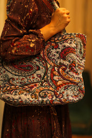 KALI VELVET BAG ICE PAISLEY M - sustainably made MOMO NEW YORK sustainable clothing, bag slow fashion