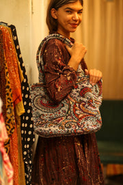 KALI VELVET BAG ICE PAISLEY M - sustainably made MOMO NEW YORK sustainable clothing, bag slow fashion