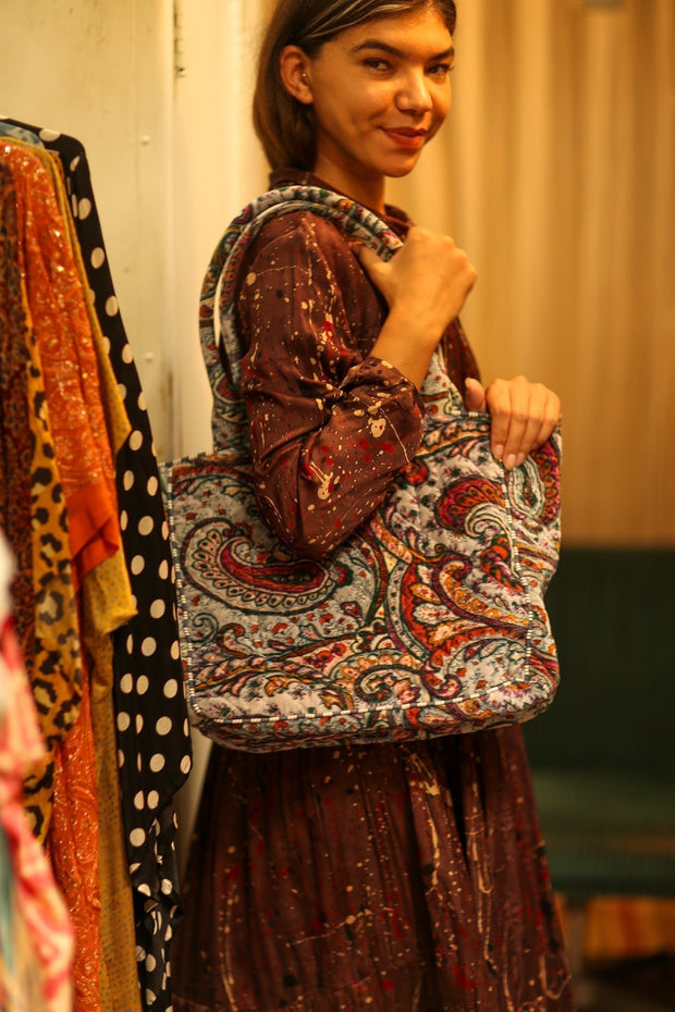 KALI VELVET BAG ICE PAISLEY M - sustainably made MOMO NEW YORK sustainable clothing, bag slow fashion