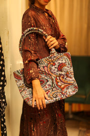 KALI VELVET BAG ICE PAISLEY M - sustainably made MOMO NEW YORK sustainable clothing, bag slow fashion