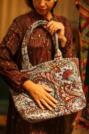 KALI VELVET BAG ICE PAISLEY M - sustainably made MOMO NEW YORK sustainable clothing, bag slow fashion