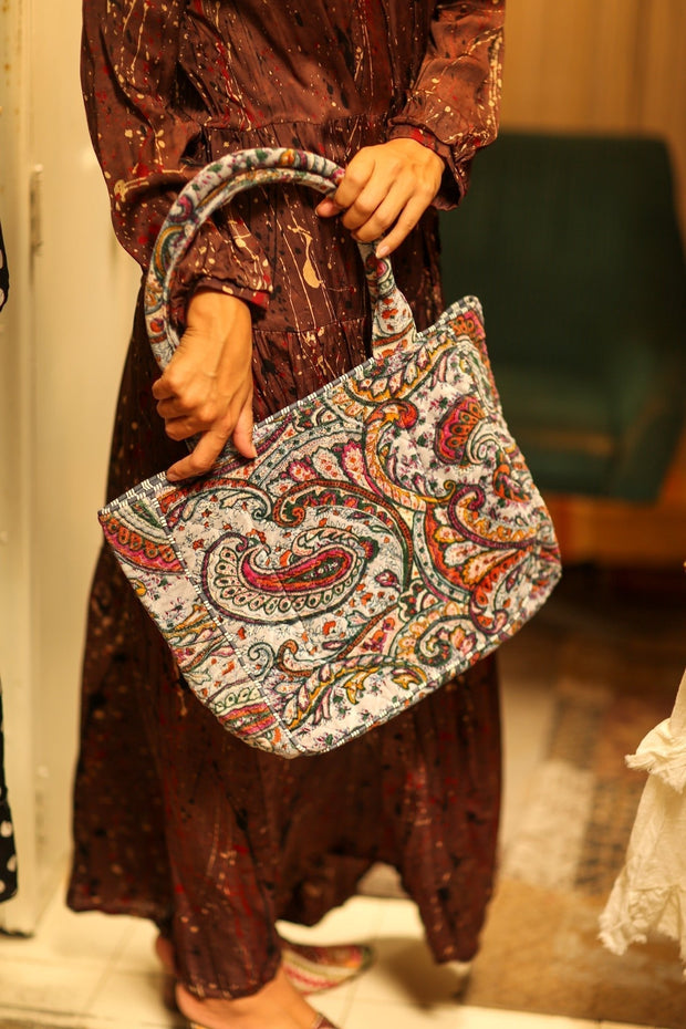 KALI VELVET BAG ICE PAISLEY M - sustainably made MOMO NEW YORK sustainable clothing, bag slow fashion