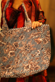 KALI VELVET BAG ROMANTIC GREY L - sustainably made MOMO NEW YORK sustainable clothing, bag slow fashion