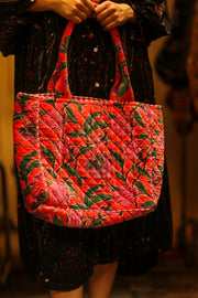 KALI VELVET BAG STRAWBERRY FLORAL M - sustainably made MOMO NEW YORK sustainable clothing, bag slow fashion