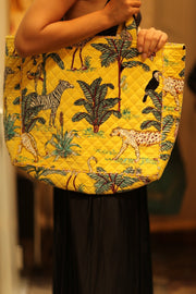 KALI VELVET BAG YELLOW CHEETAH L - sustainably made MOMO NEW YORK sustainable clothing, bag slow fashion