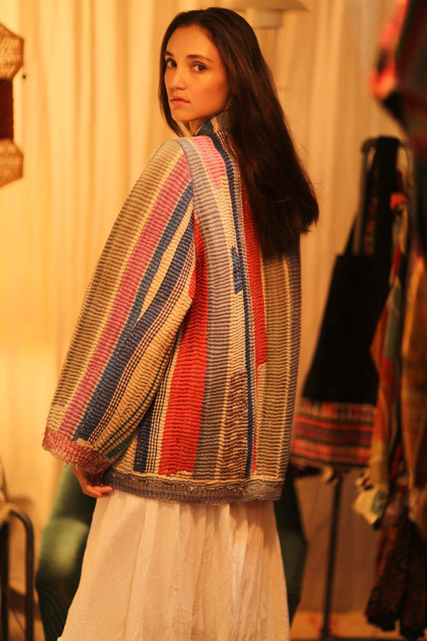 KANTHA ARTIST KIMONO LANA - sustainably made MOMO NEW YORK sustainable clothing, coatandjacket slow fashion