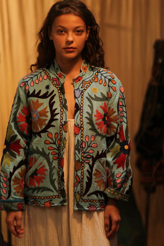 KANTHA EMBROIDERED JACKET ANTONA - sustainably made MOMO NEW YORK sustainable clothing, coatandjacket slow fashion
