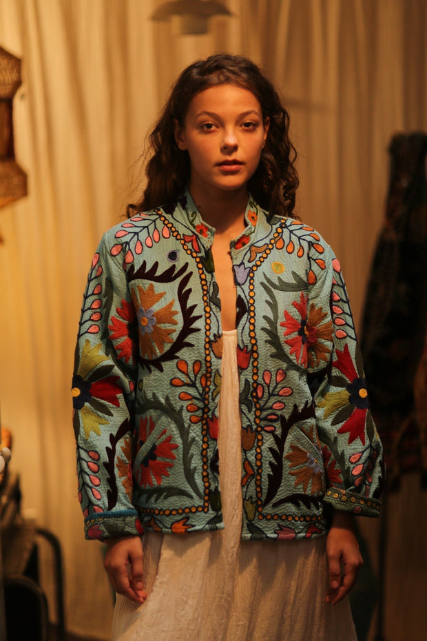 KANTHA EMBROIDERED JACKET ANTONA - sustainably made MOMO NEW YORK sustainable clothing, coatandjacket slow fashion