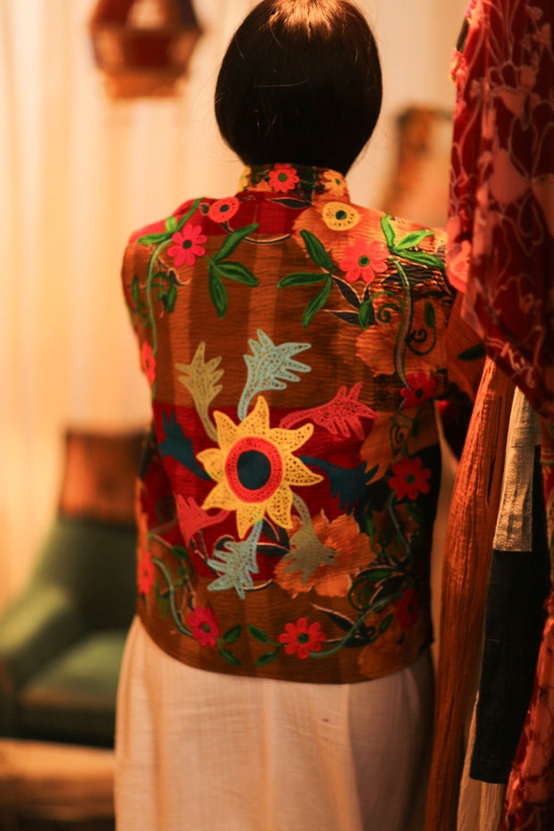 KANTHA EMBROIDERED JACKET INGRID MANU - sustainably made MOMO NEW YORK sustainable clothing, bestseller slow fashion
